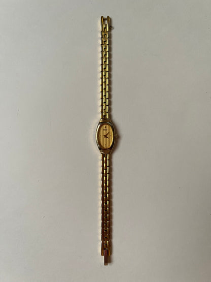 Extremely Rare Dainty Gold Tone Seiko Watch with Petite Oval Dial