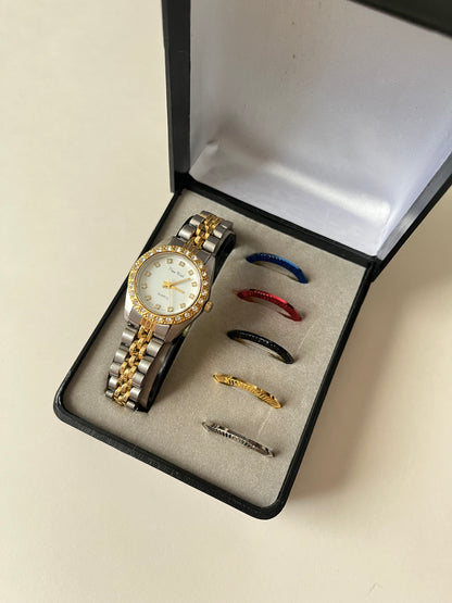 Classic Two Toned Watch with Interchangeable Bezels (A Rolex Dupe)