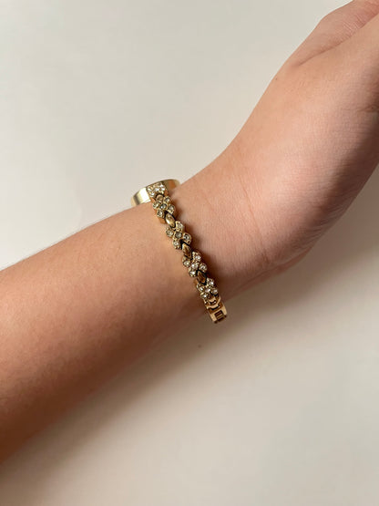 Lovely Gold Tone Watch with Rhinestones Encrusted Bezel and Bracelet