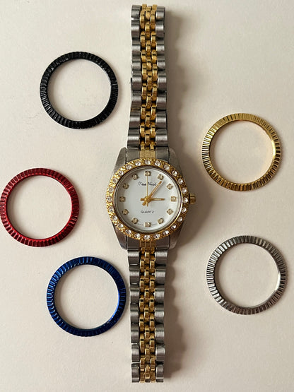 Classic Two Toned Rolex Dupe Watch with Interchangeable Bezels
