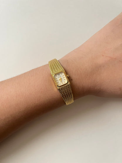 Very Chic and Classy Gold Tone Cocktail Watch with Dainty Rectangular Dial