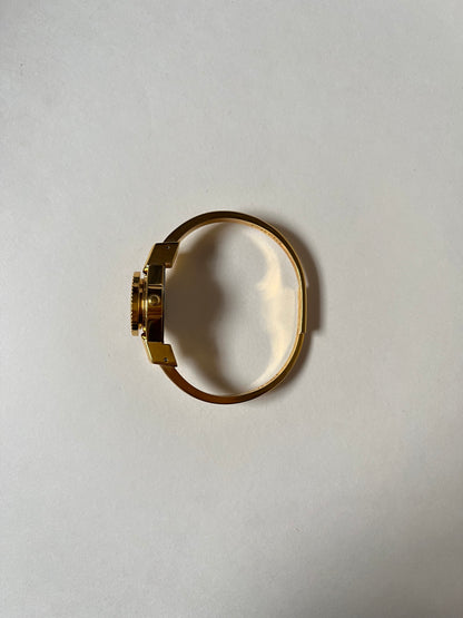Extremely Rare Gold Tone Andre Mouche x Noritake von Linnæi Collection Open Cuff Peekaboo Swiss Watch