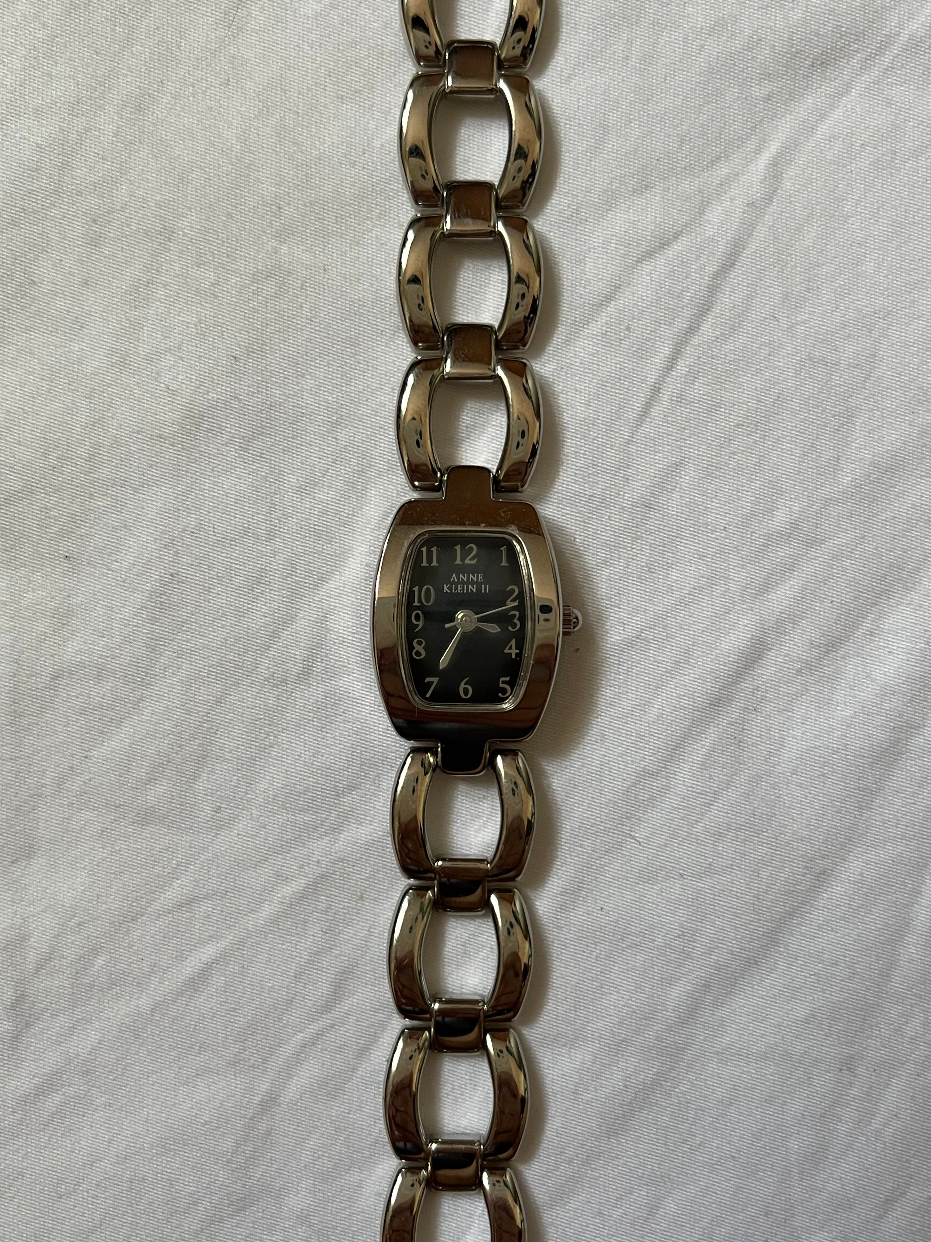 Silver Tone Anne Klein II Watch with Black Dial 143 Vintage