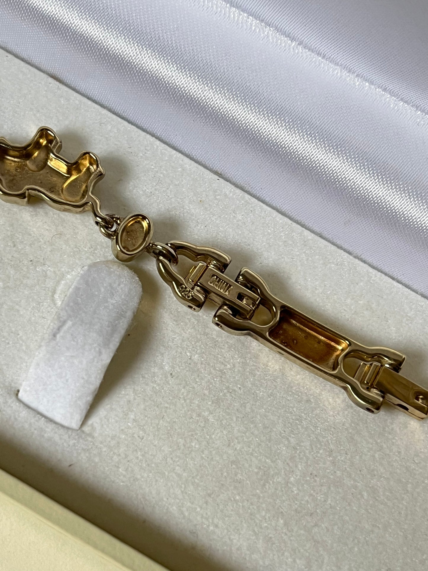 Lovely Vintage Solid 925 Sterling Silver "Good Luck" Watch with 14K Gold Plated and Faux Jade Accents