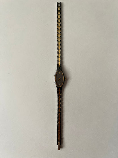 Rare Two Toned Seiko Watch with Petite Oval Gray Dial