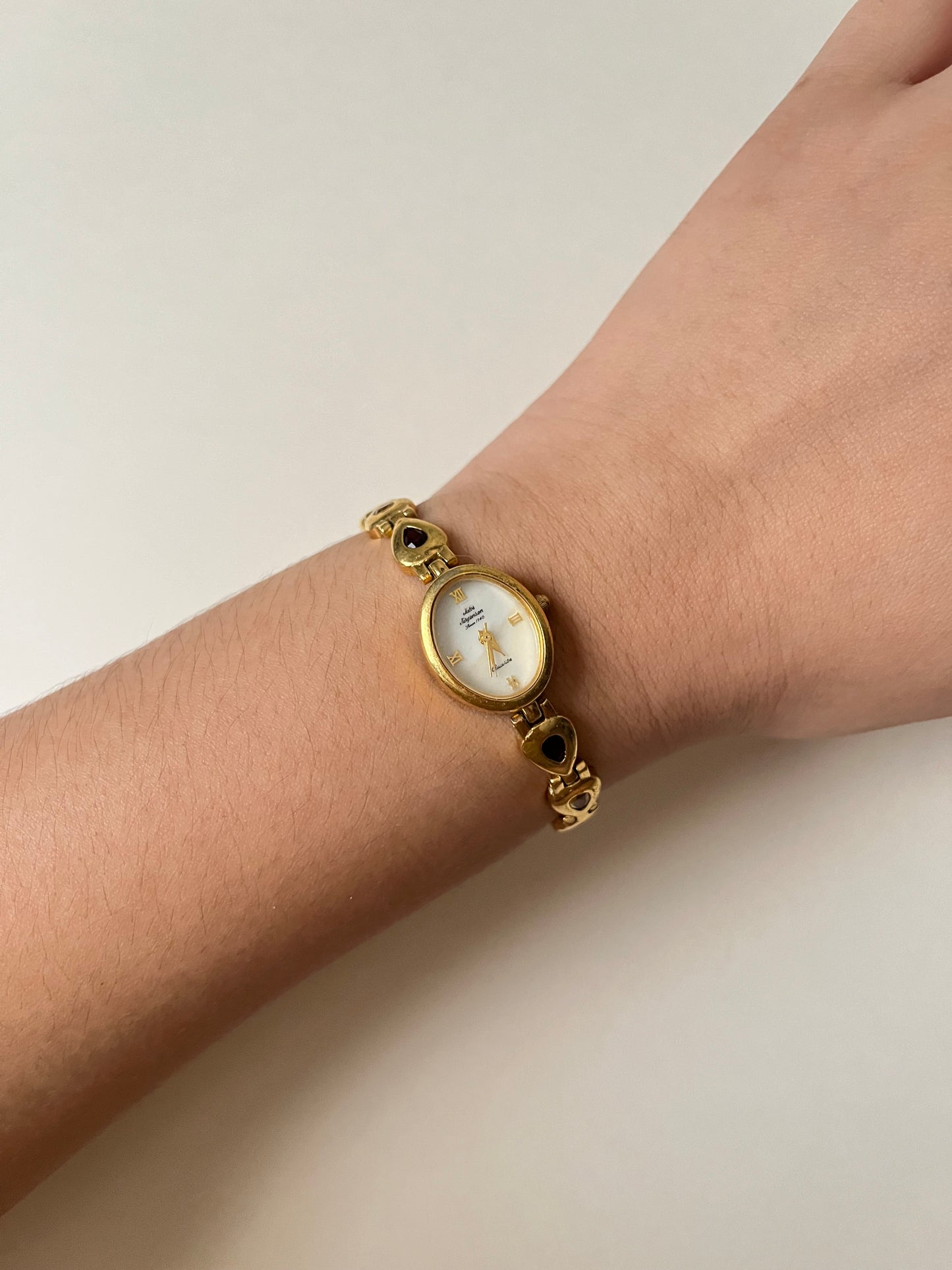 Very Rare and Beautiful Vintage Gold Tone Jules Jurgensen Watch with Semi-Precious Stones Accent