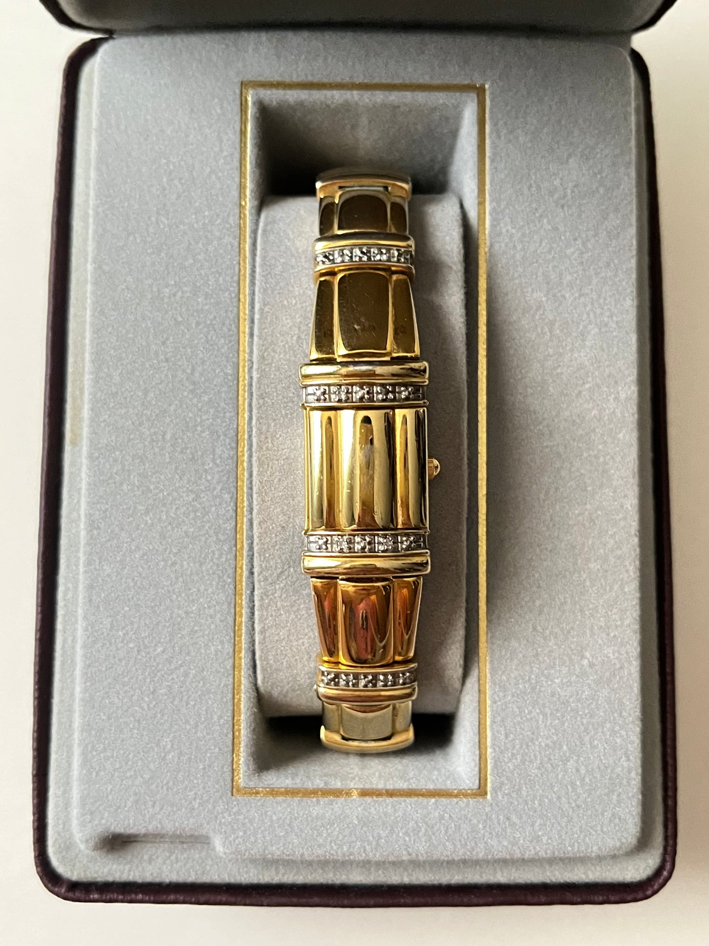 Extremely Rare Vintage Gold Tone Citizen Peekaboo/Slide-out Watch with Diamond Accents