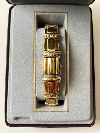 Extremely Rare Vintage Gold Tone Citizen Peekaboo/Slide-out Watch with Diamond Accents