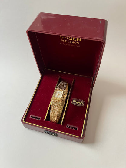 Very Chic and Classy Gold Tone Cocktail Watch with Dainty Rectangular Dial