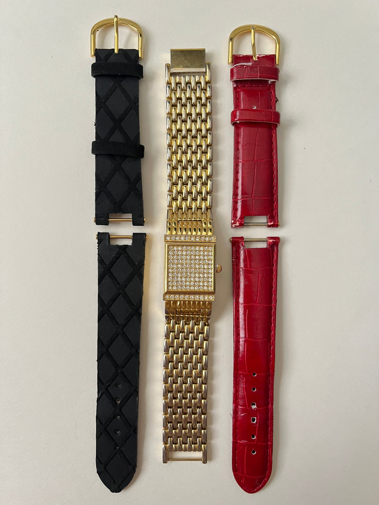 Very Unique Gold Tone Reverso Style and Interchangeable Watch