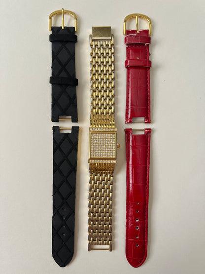 Very Unique Gold Tone Reverso Style and Interchangeable Watch