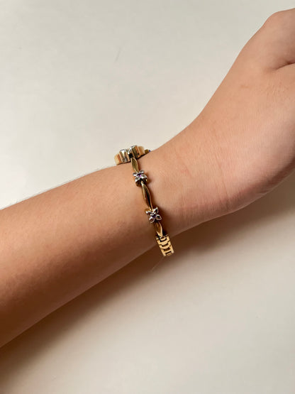 Gorgeous And Dainty Rare Gold Tone Anne Klein Watch with Purple Stones Accent