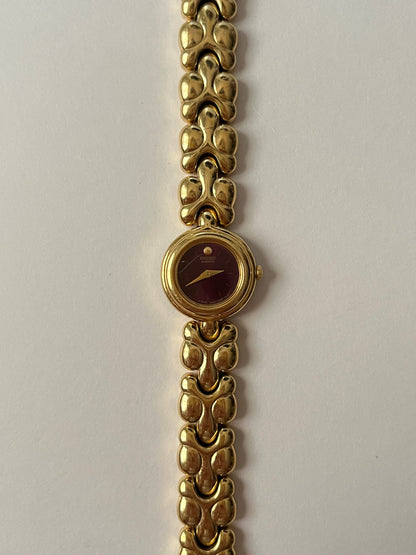 Extremely Rare Gold Tone Seiko Watch with Gorgeous Deep Red Dial