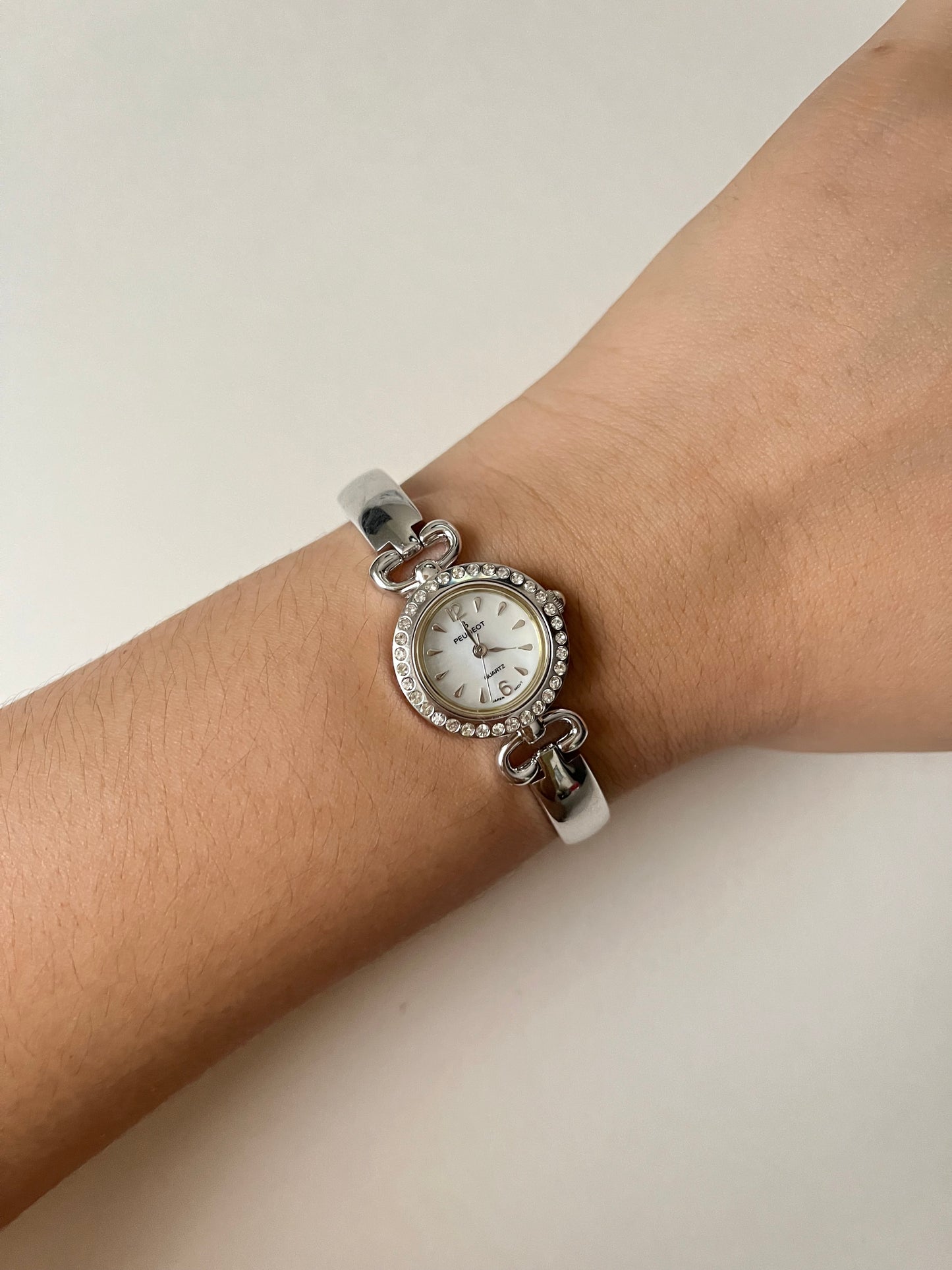 Loveliest Silver Tone Cuff Watch with Interchangeable Bezels