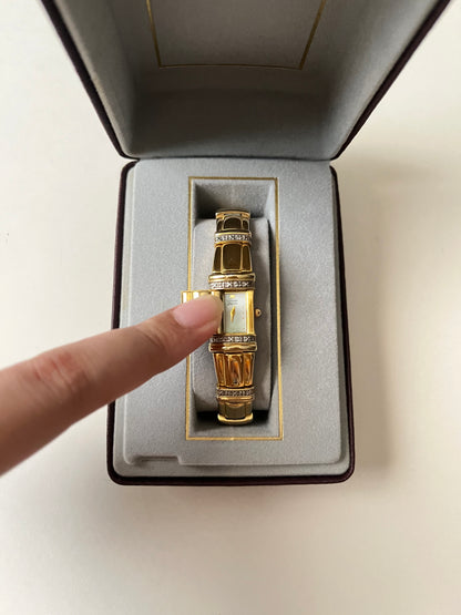 Extremely Rare Vintage Gold Tone Citizen Peekaboo/Slide-out Watch with Diamond Accents