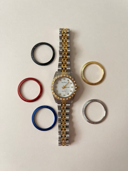 Classic Two Toned Watch with Interchangeable Bezels (A Rolex Dupe)