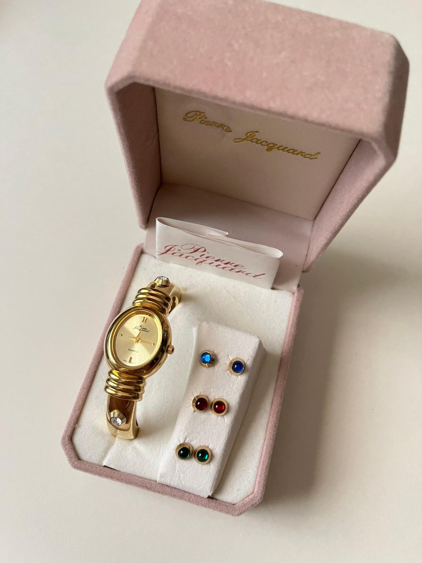 Extremely Rare Gold Tone Open Cuff Watch with Interchangeable Studs