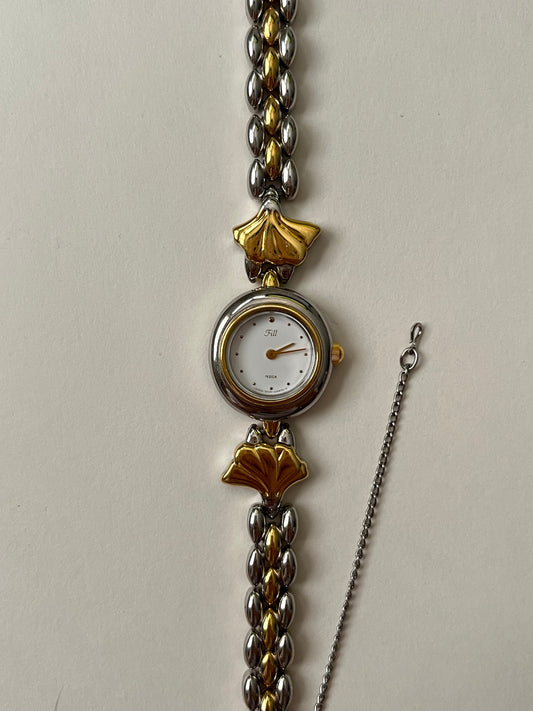 Beautiful Two Toned Watch with Scalloped-Shaped Design