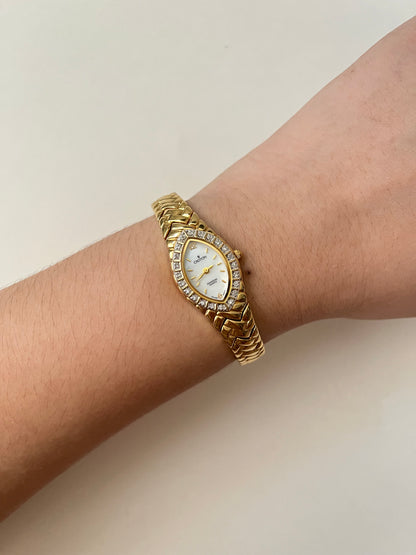 Gorgeous Rare Gold Tone Croton Swiss Watch with Real Diamonds Accent