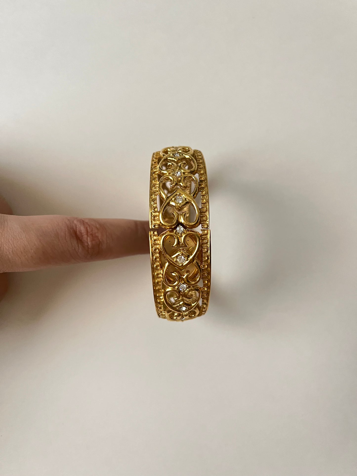 Very Gorgeous and Ornate Gold Tone Peekaboo Cuff Watch with Oval Dial