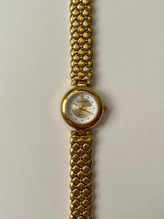Gold Tone Watch with Dual Tone Round Dial
