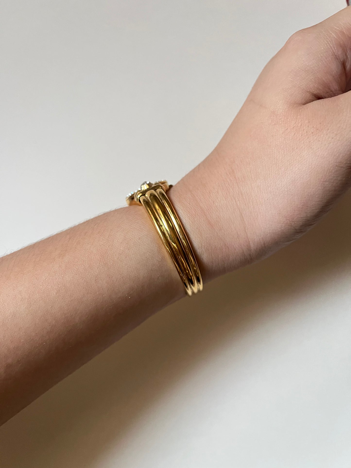 Very Rare and Stunning Gold Tone Open Cuff Watch with Interchangeable Accessories