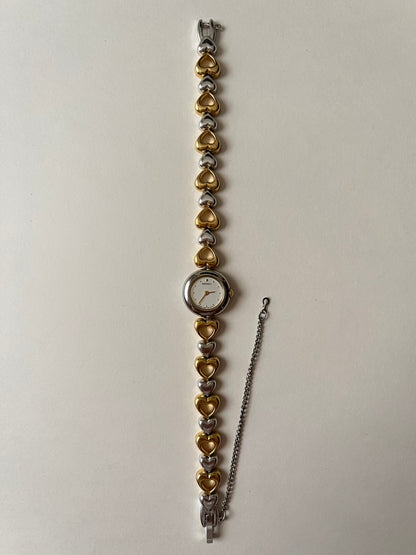 Very Dainty Two Toned Seiko Watch with Heart Shaped Links