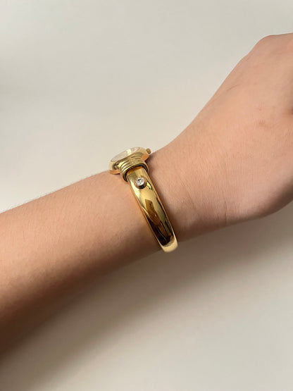 Extremely Rare Gold Tone Open Cuff Watch with Interchangeable Studs