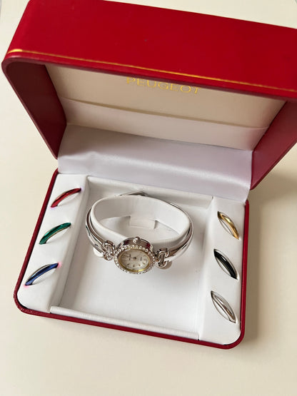 Loveliest Silver Tone Cuff Watch with Interchangeable Bezels