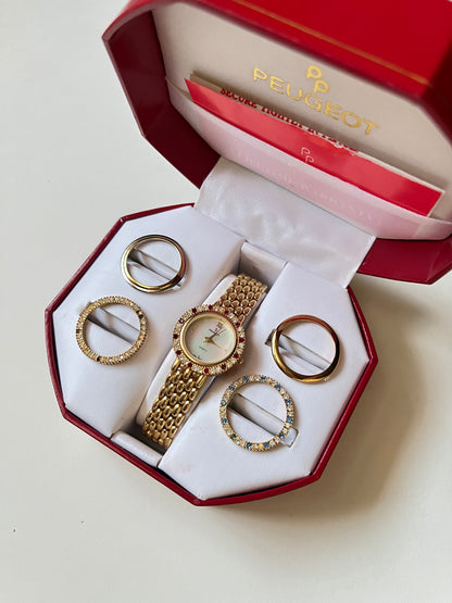 Beautiful Rare Gold Tone Watch with Interchangeable Bezels