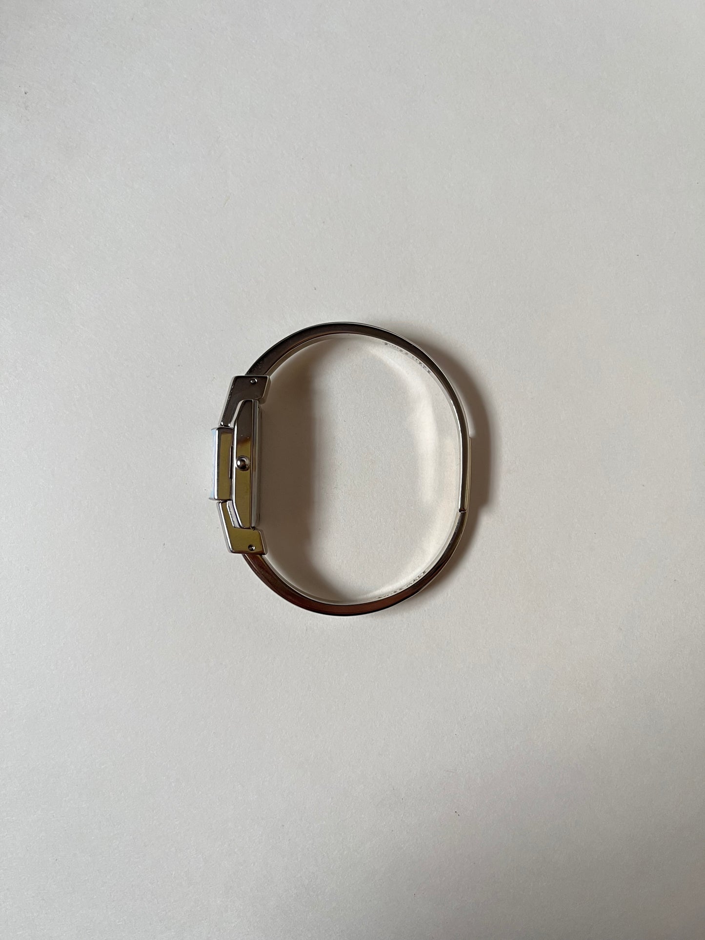 Extremely Rare Silver Tone Andre Mouche x Noritake Lacewood Collection Open Cuff Peekaboo Swiss Watch