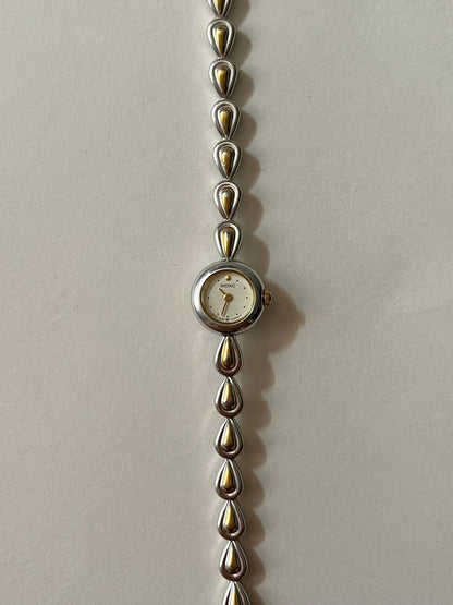 Very Dainty Two Toned Seiko Watch with Pear Shaped Links