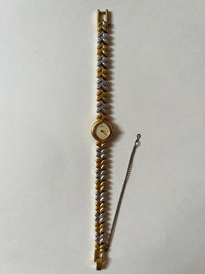 Extremely Rare Dainty Two Toned Seiko Watch with Heart Shaped Links