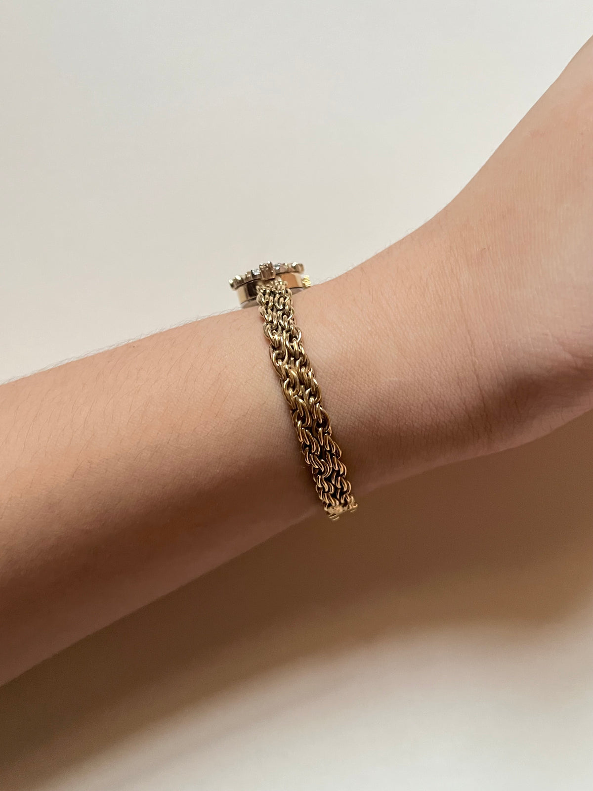 Beautiful Vintage Gold Tone Cocktail Dress Watch with Diamonds and Rubies Accent
