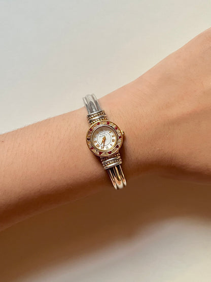 Two Toned Open Cuff Anne Klein Watch with Interchangeable Bezels