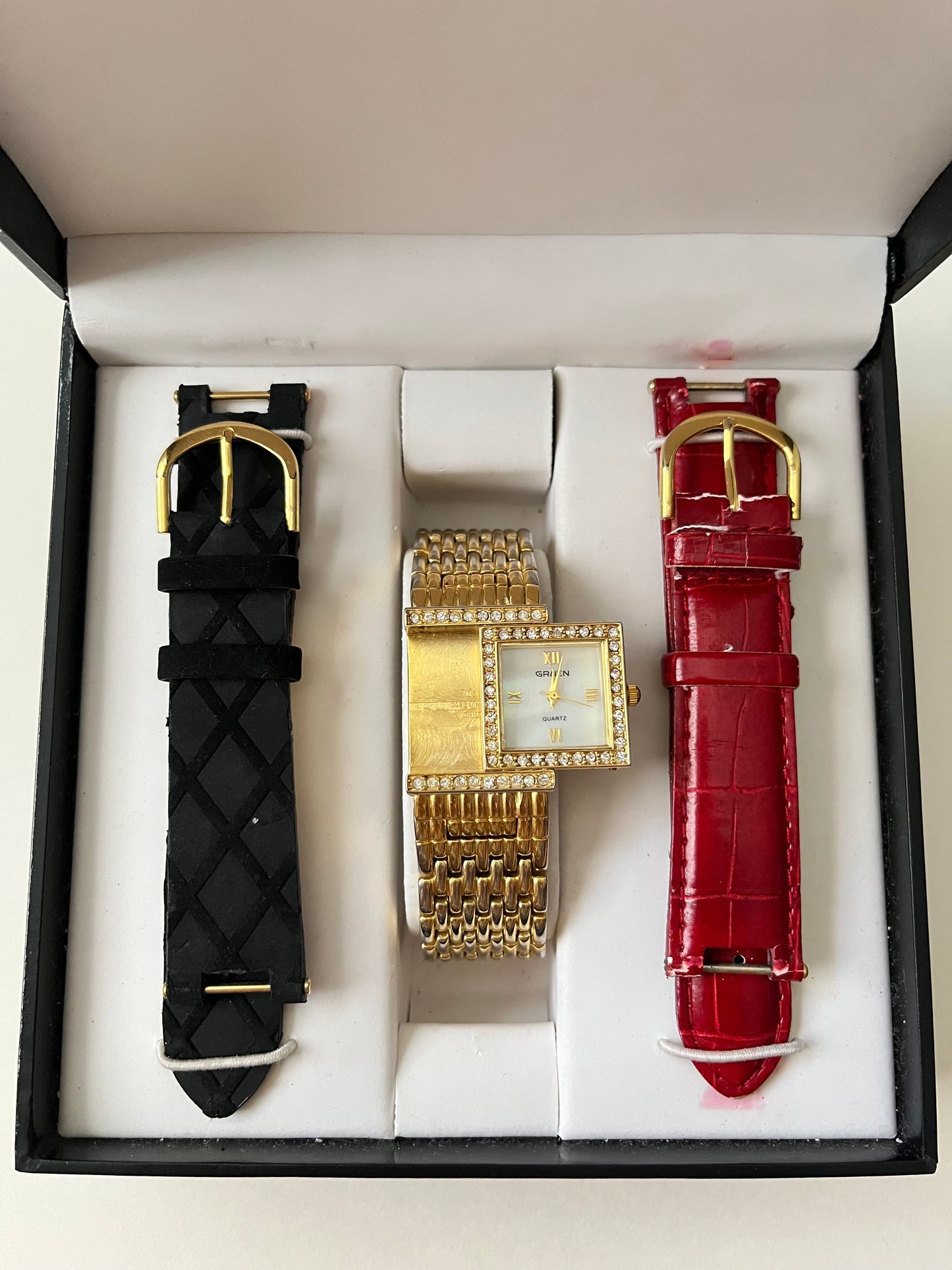 Very Unique Gold Tone Reverso Style and Interchangeable Watch
