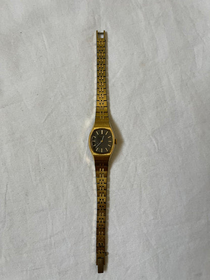 Gold Tone Watch with Black Square Dial