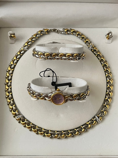 Astonishing Two Toned Watch and Jewelry Set