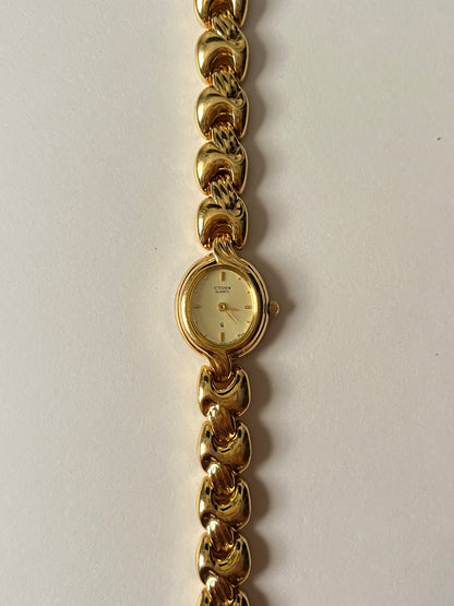 Absolutely Stunning and Elegant Gold Tone Citizen Watch with Oval Dial
