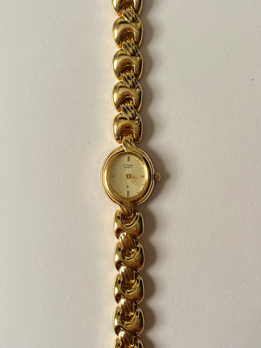 Absolutely Stunning and Elegant Gold Tone Citizen Watch with Oval Dial