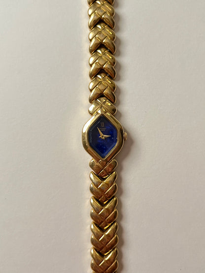 Gorgeous Gold Tone Pulsar Watch with Blue Hexagonal Dial