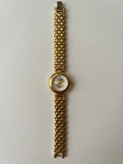 Gold Tone Watch with Dual Tone Round Dial