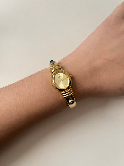 Extremely Rare Gold Tone Open Cuff Watch with Interchangeable Studs