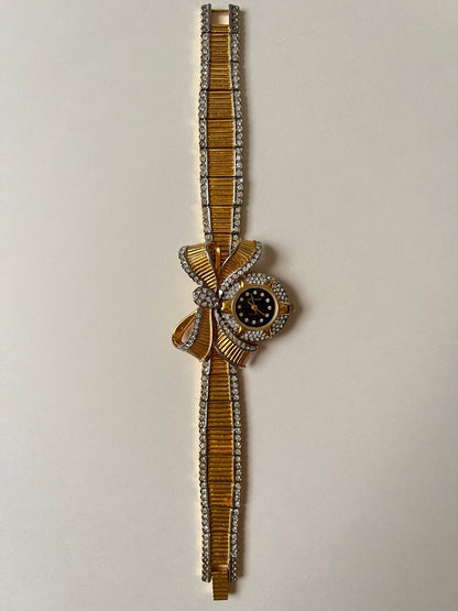 Absolutely Breathtaking Vintage Gold Tone Watch with Statement Bow Design