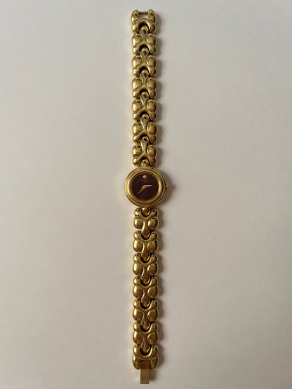 Extremely Rare Gold Tone Seiko Watch with Gorgeous Deep Red Dial