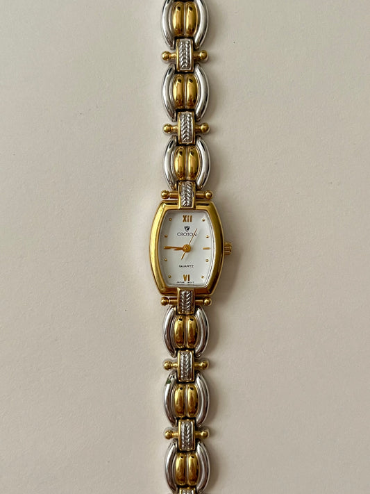Lovely Two Toned Croton Watch with Intricate Band Design