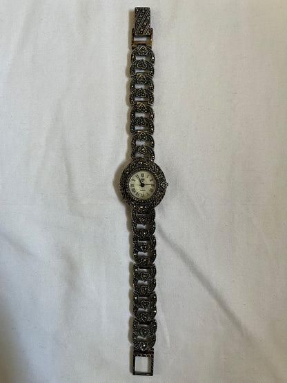 925 Silver Marcasite Watch with Round Dial