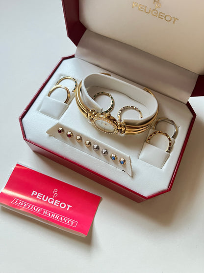 Very Rare and Stunning Gold Tone Open Cuff Watch with Interchangeable Accessories