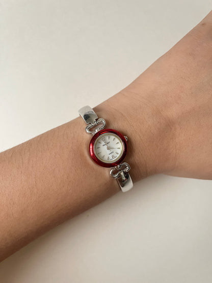 Loveliest Silver Tone Cuff Watch with Interchangeable Bezels