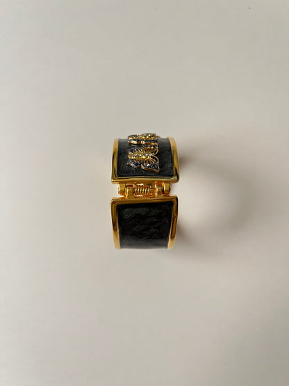 Absolutely Amazing Gold Tone Cuff Watch with Butterflies Accent